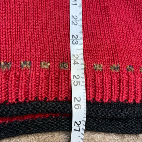 CJ Banks Sz2X red hand embroidered moose sweater black rolled hem&collar - Picture 8 of 10